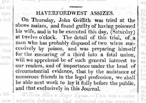 John Griffith Guilty Carmnarthen Journal 13Apr1811